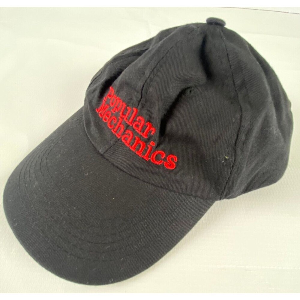 Popular Mechanics Baseball Hat Cap Black adjustable w/ red logo